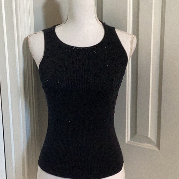 Cache Vintage Black Metallic Beaded Sleeveless Sweater - Picture 3 of 8